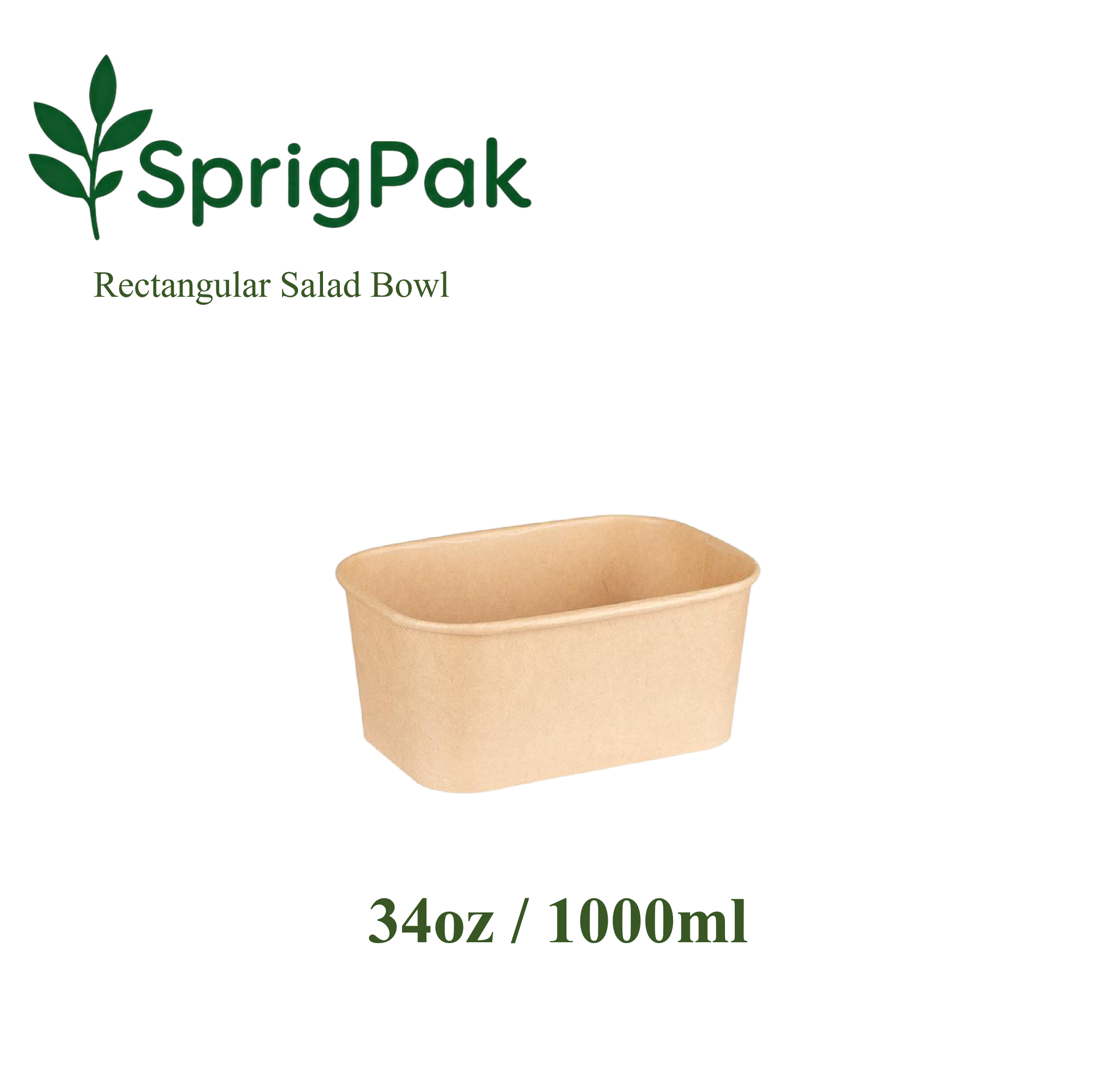 1000ml Rectangular Salad Bowl